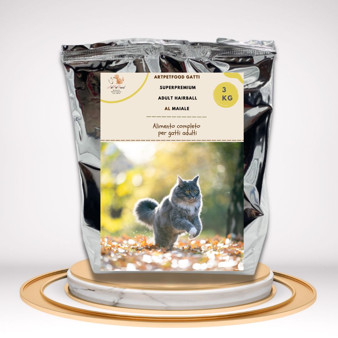 ARTPETFOOD SUPERPREMIUM PER GATTI ADULTI HAIRBALL CON MAIALE DA 3 KG