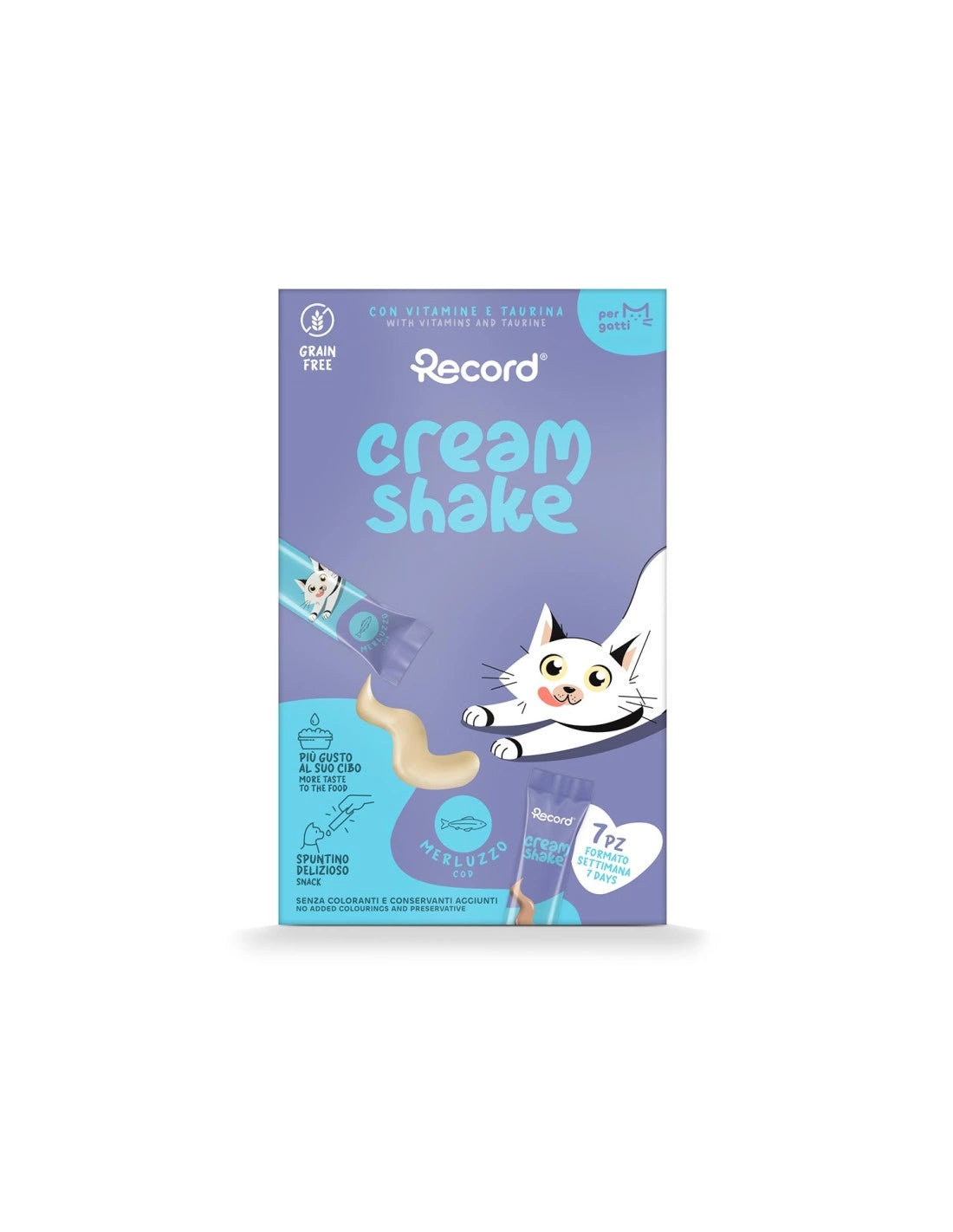 Record Snack cremosi monodose per gatti Cream Shake 7 bustine da 12 gr