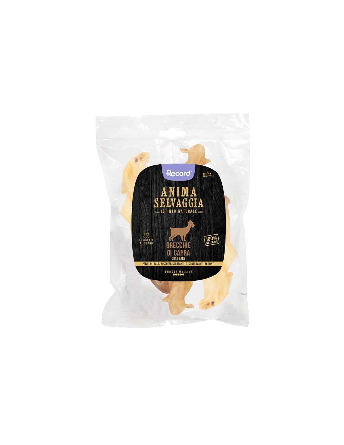 Snack carne essiccata per cani 2 pz orecchie capra Anima Selvaggia 30 g