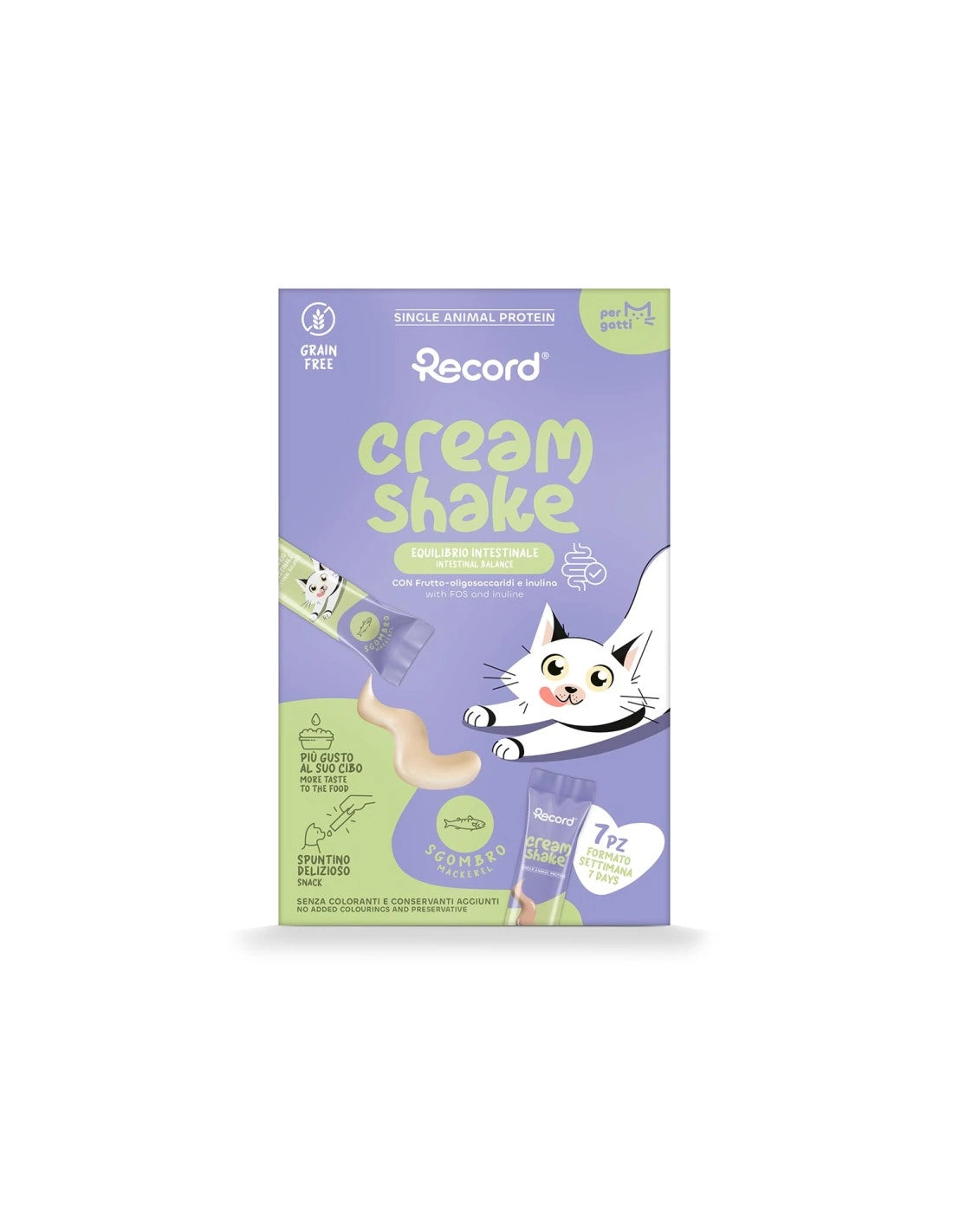 Record Snack funzionali monoproteici per Gatti Cream Shake 7 pz da 12 Gr