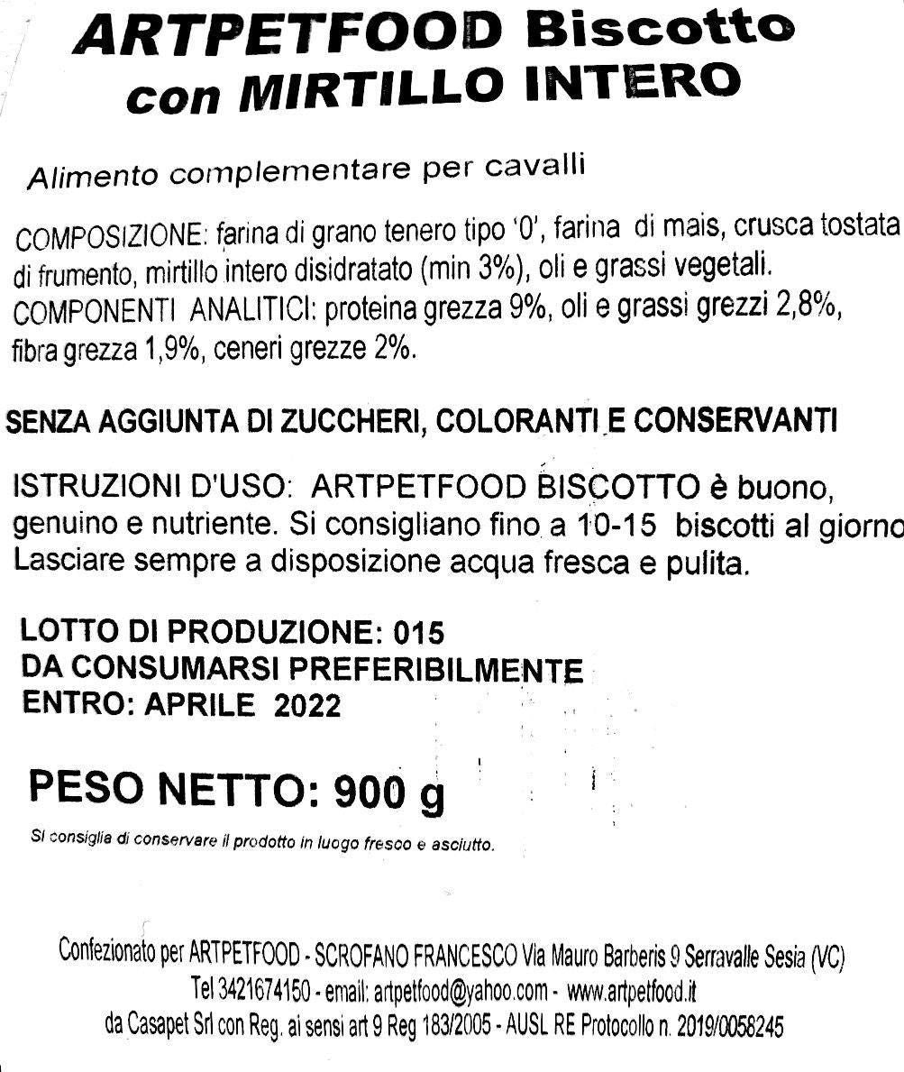 BISCOTTI PER CAVALLI DA COMPAGNIA CON MIRTILLO INTERO - artpetfood
