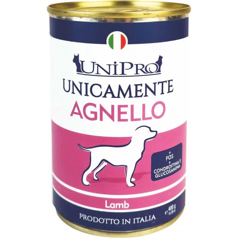 UMIDO CANE UNICAMENTE AGNELLO SENZA CEREALI 6 PEZZI X 400 GR - artpetfood