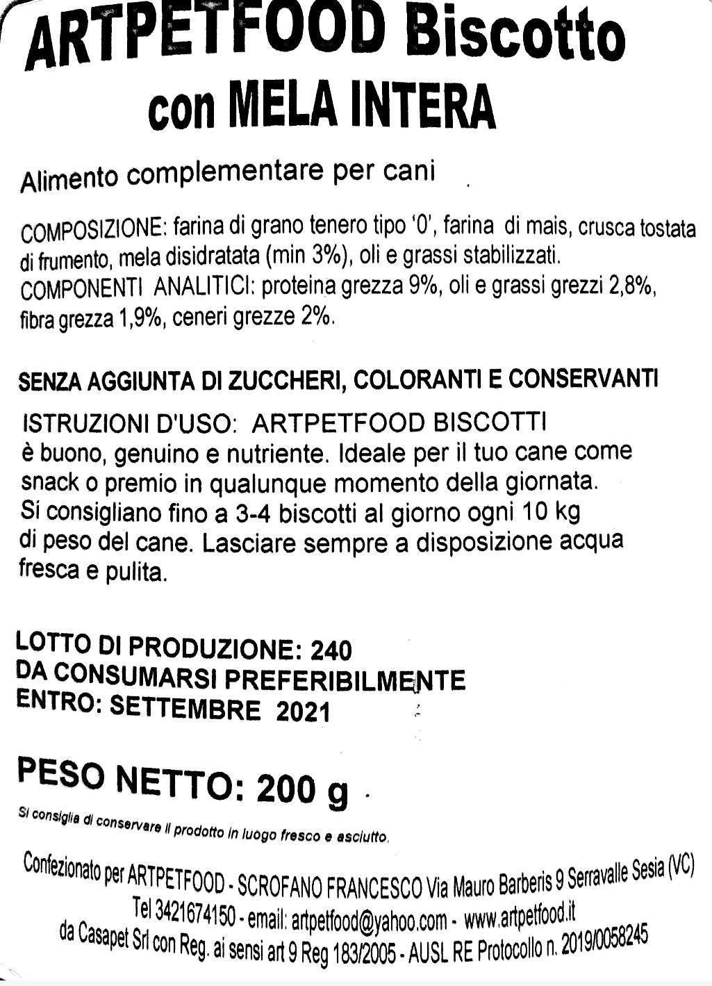 Biscotti per cani artigianali con mela intera - artpetfood