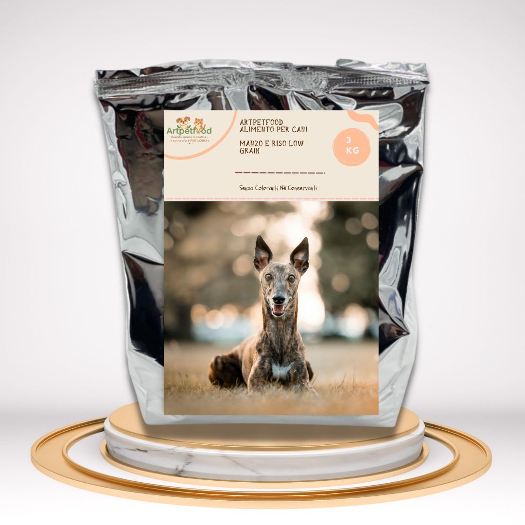 CROCCHETTE PER CANI CON  MANZO E RISO MONOPROTEICHE  LOW GRAIN DA 3 KG