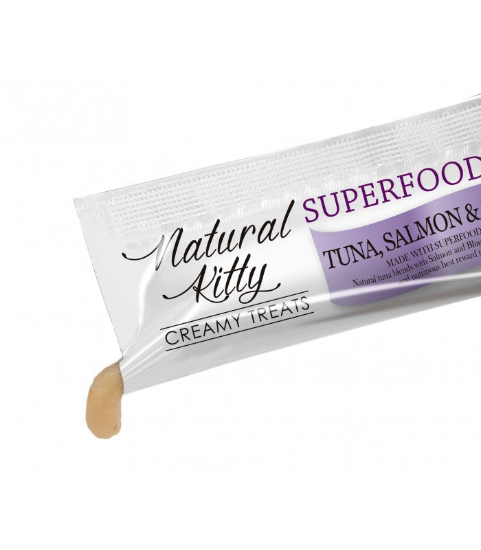 Natural kitty cremosi tonno salmone e mirtilli Per Gatti 4x12 gr