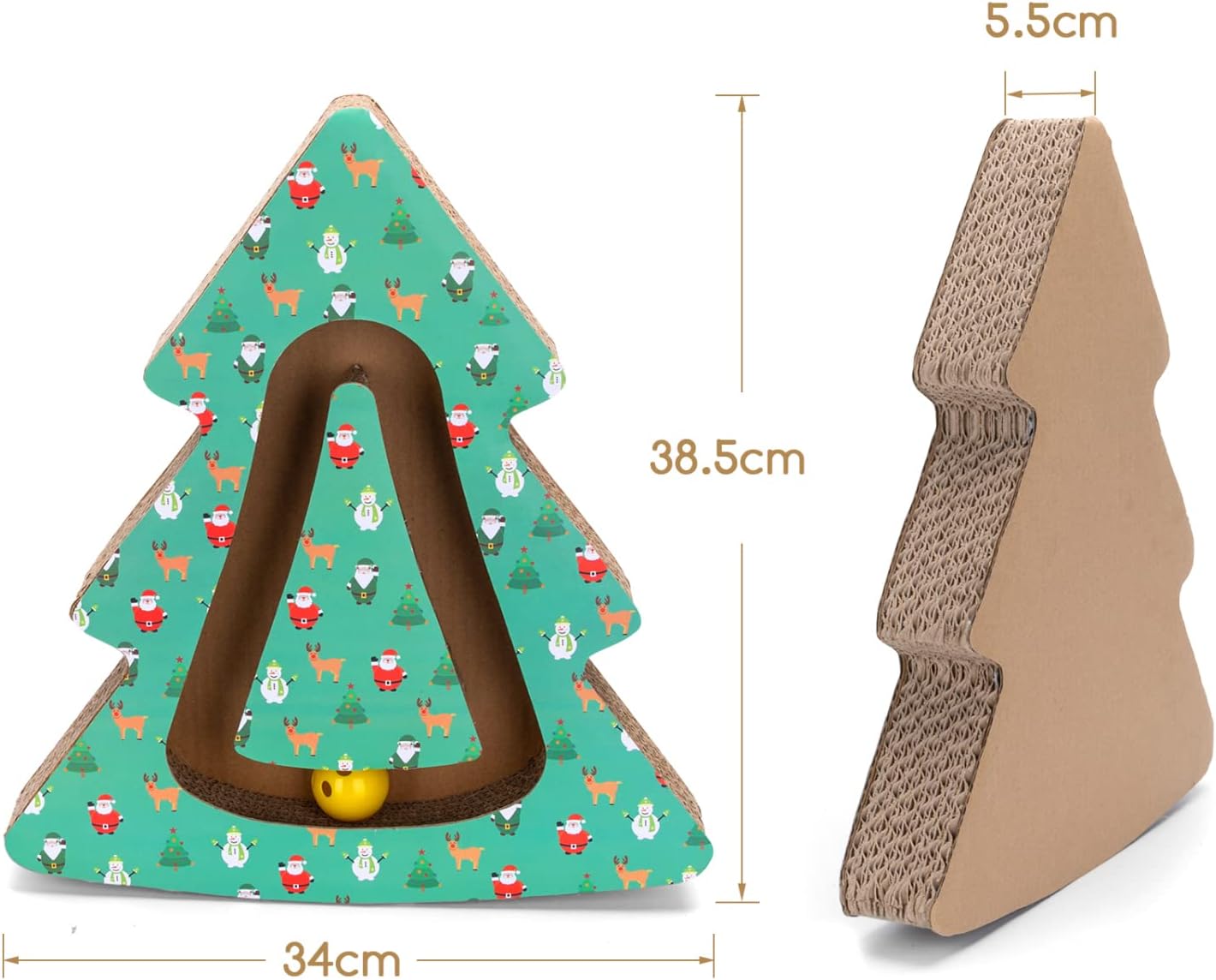 Tiragraffi Albero di Natale di Cartone con Erba Gatta e Pallina