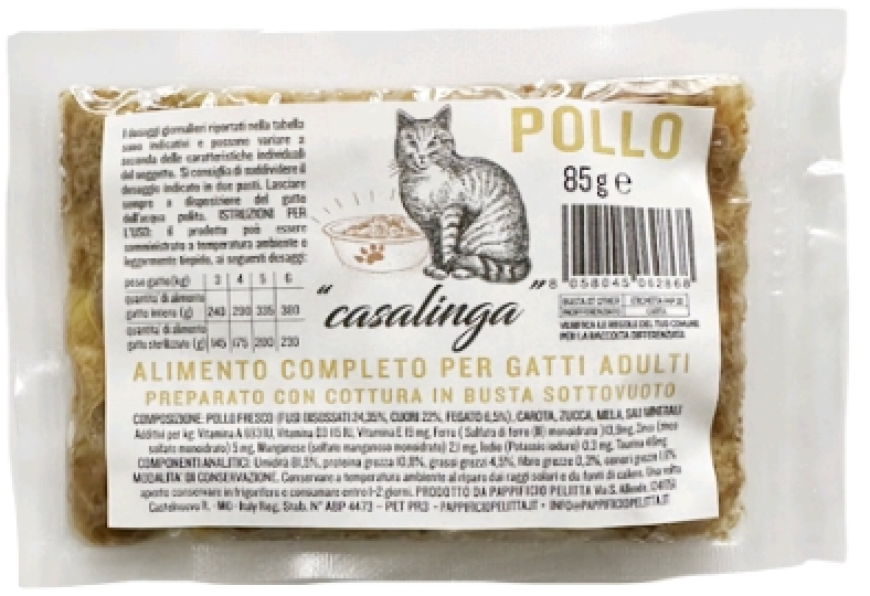 Alimento Completo per gatti adulti "casalinga" da 85 gr