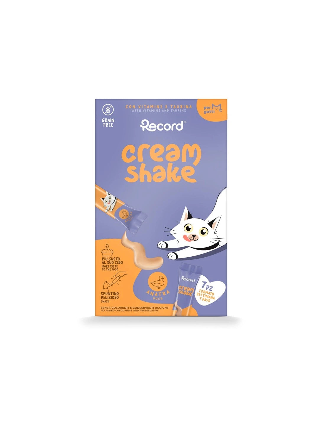 Record Snack cremosi monodose per gatti Cream Shake 7 bustine da 12 gr