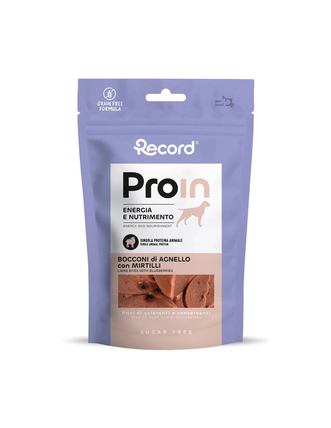Record Snack naturale per cani ProIn con proteina base Agnello grain free da 75 gr
