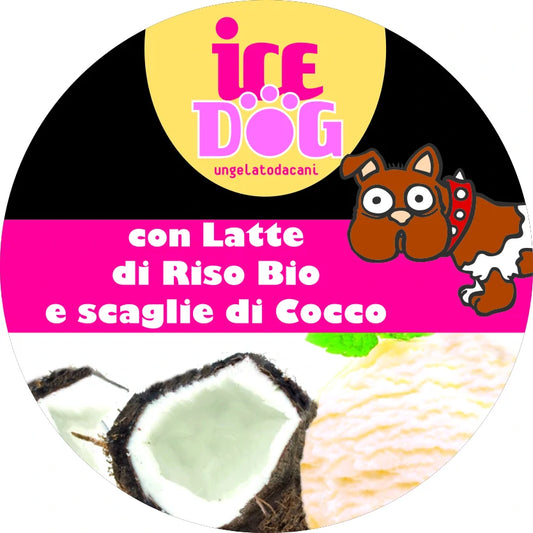 ICE DOG GELATO PER CANI AL LATTE di RISO BIO e SCAGLIE di COCCO