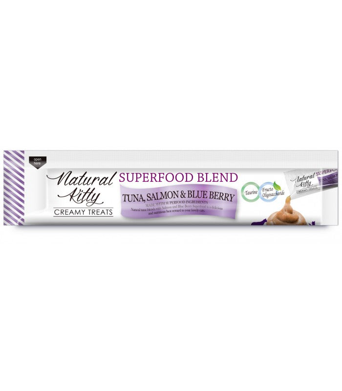 Natural kitty cremosi tonno salmone e mirtilli Per Gatti 4x12 gr