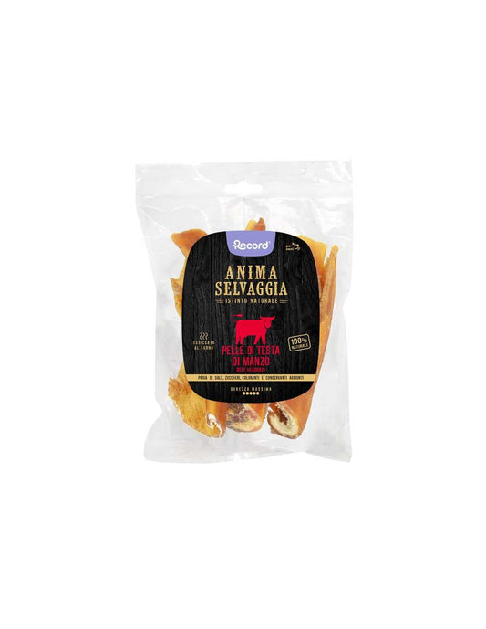 Snack carne essiccata per cani 2 pz pelle di testa manzo Anima Selvaggia 45 g