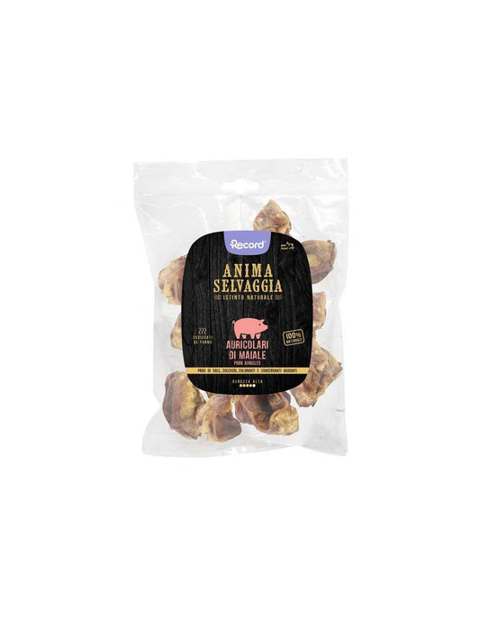 Snack carne essiccata per cani pelle 2 pz auricolari maiale Anima Selvaggia 30 g