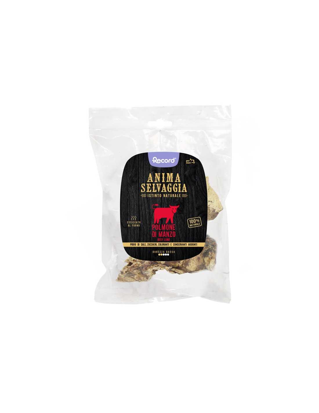 Snack carne essiccata per cani polmone manzo Anima Selvaggia 50 g