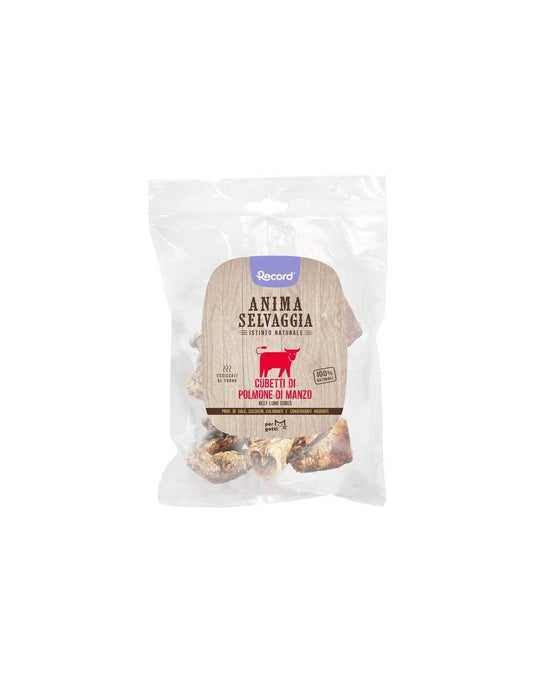 Snack carne essiccata per gatti cubetti polmone di manzo Anima Selvaggia 45 g