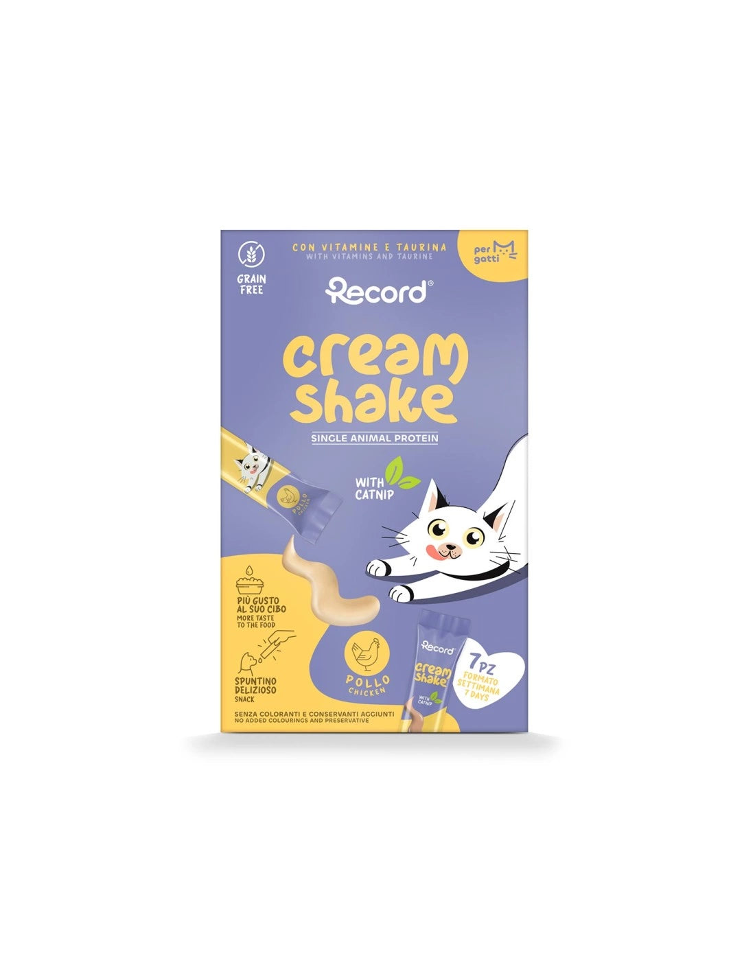 Record Snack cremosi monodose per gatti Cream Shake 7 bustine da 12 gr