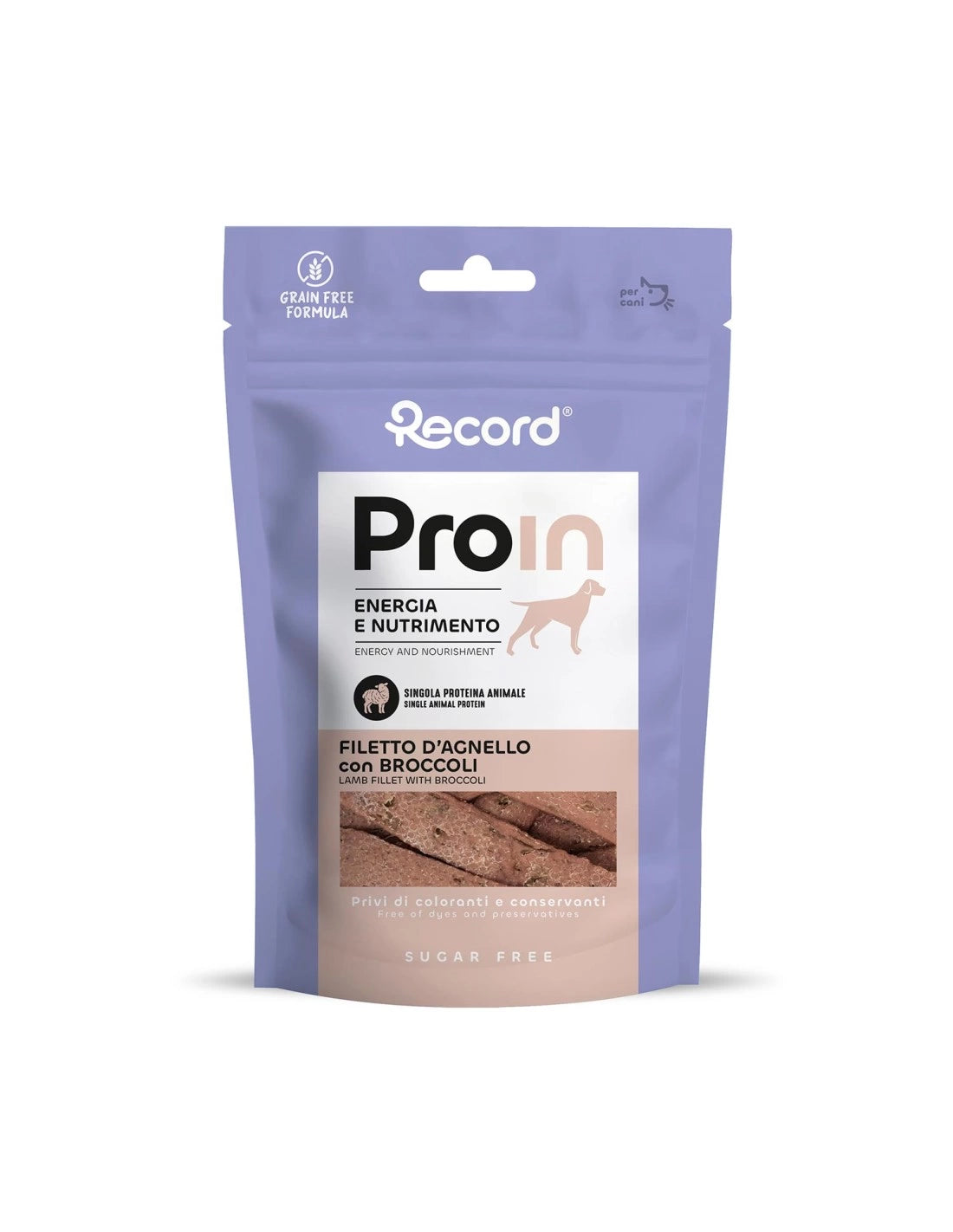 Record Snack naturale per cani ProIn con proteina base Agnello grain free da 75 gr