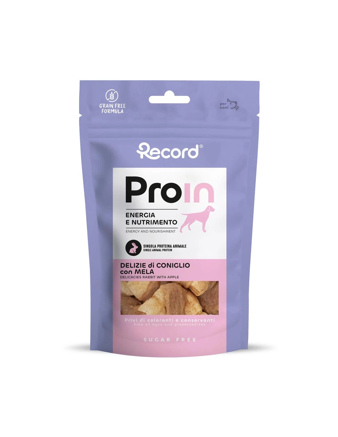 Snack naturale per cani ProIn con coniglio e mela Grain Free da 75 Gr