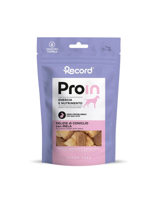 Snack naturale per cani ProIn con coniglio e mela Grain Free da 75 Gr