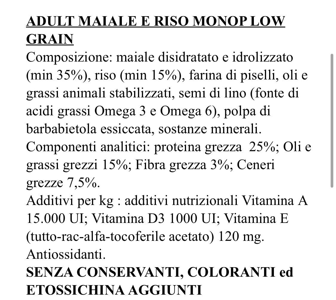 ALIMENTO COMPLETO PER CANI CON MAIALE e RISO LOW GRAIN - artpetfood
