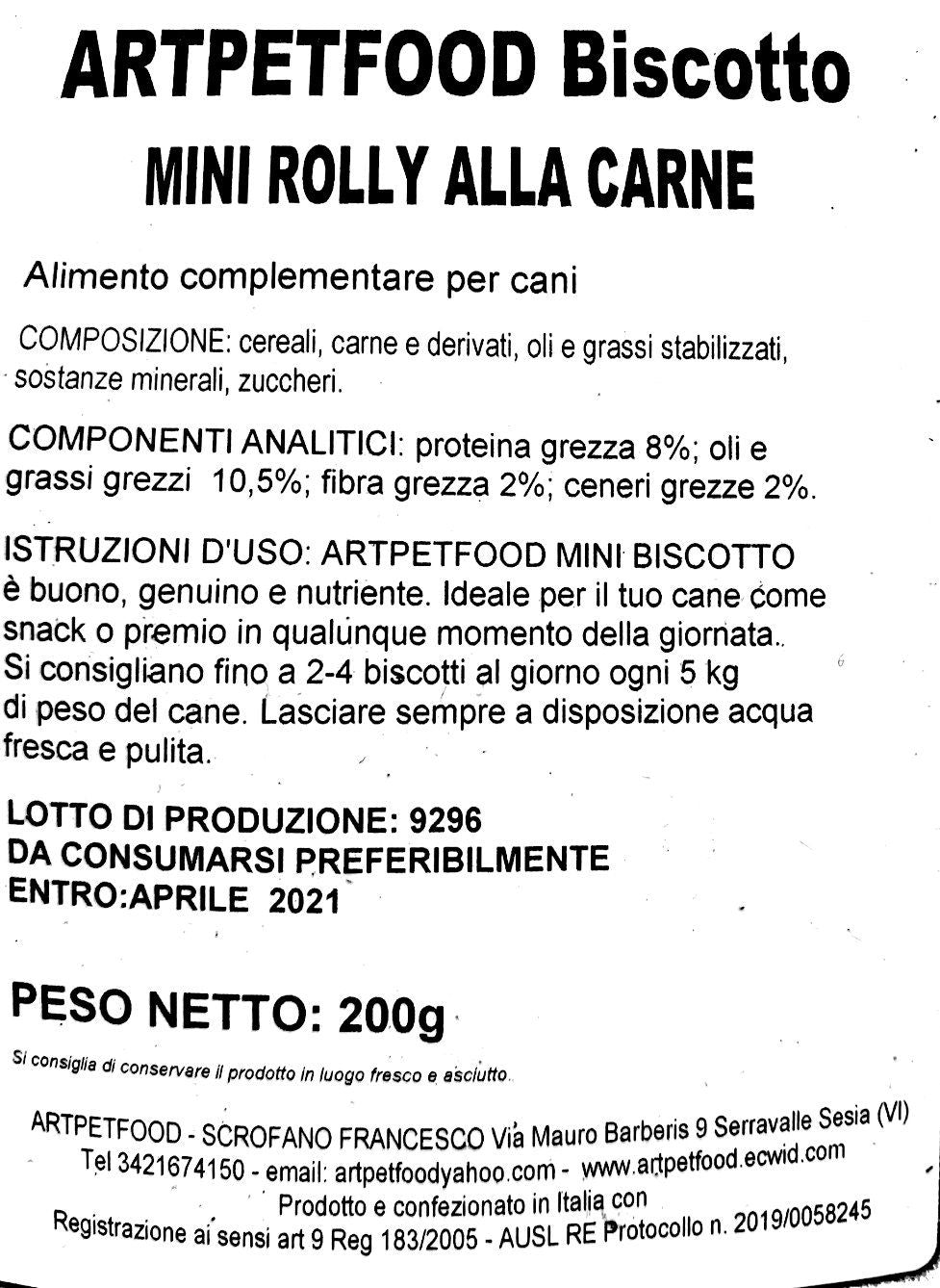 Biscotti Artigianali Mini Rolly Alla Carne - artpetfood