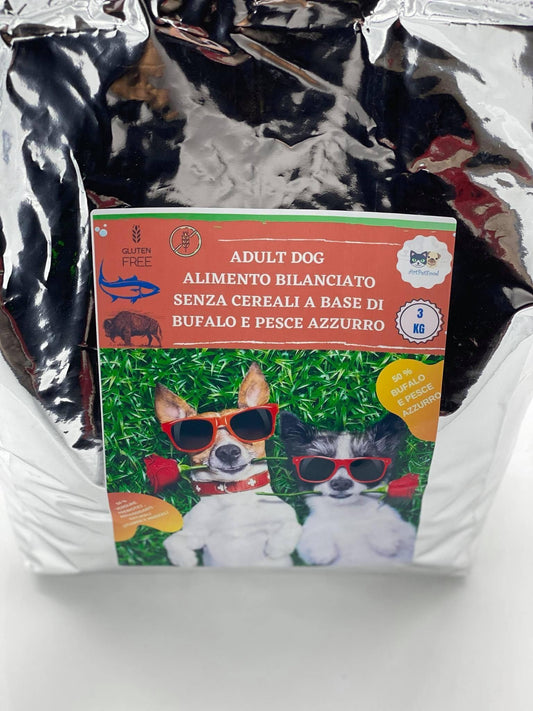 ALIMENTO A BASE DI BUFALO E PESCE AZZURRO PER CANI ADULTI SENZA CEREALI E SENZA GLUTINE - artpetfood