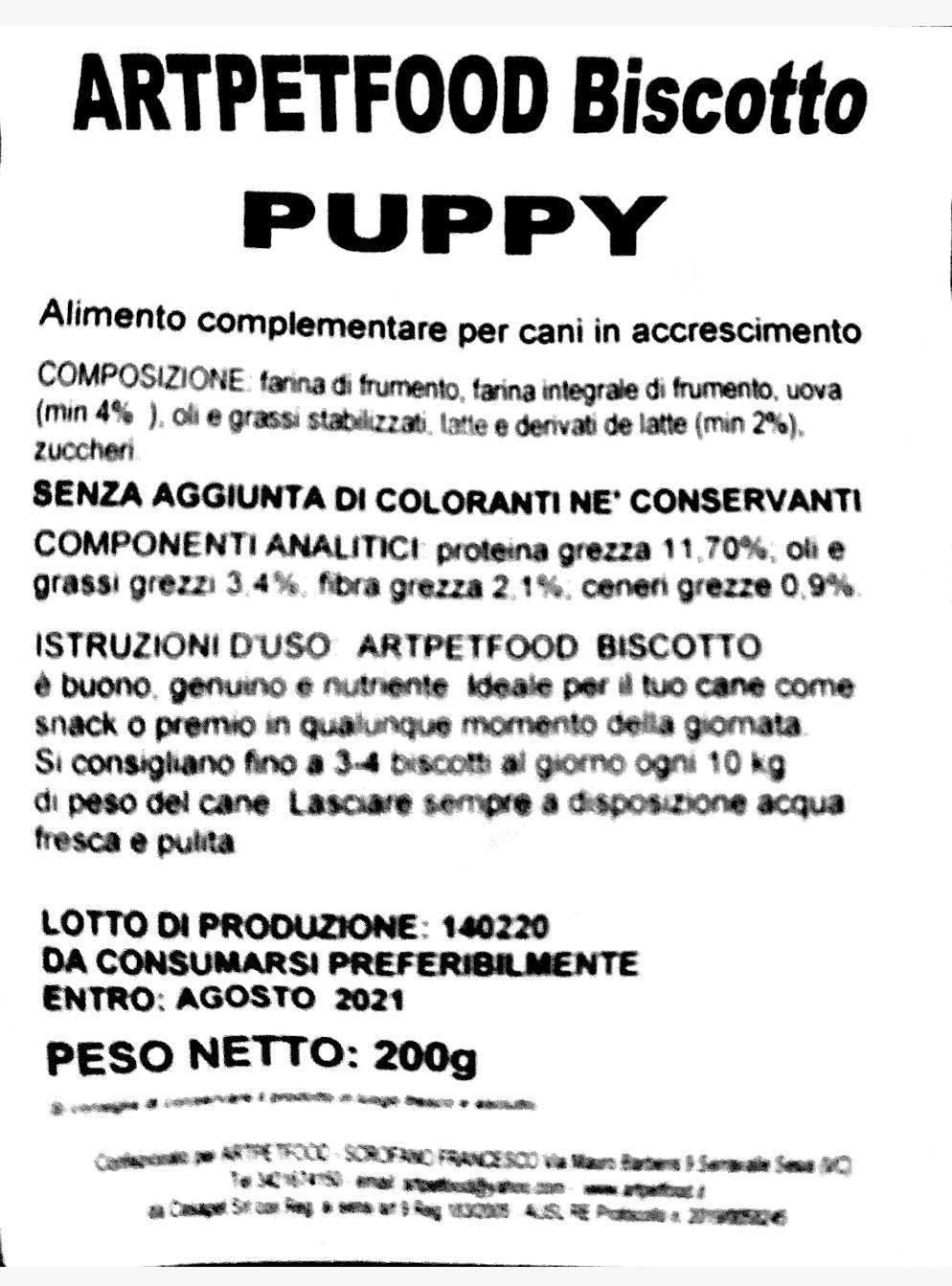 BISCOTTI PER CUCCIOLI ARTIGIANALI PER CANI IN ACCRESCIMENTO CON UOVA LATTE E RICCHI DI CALCIO - artpetfood