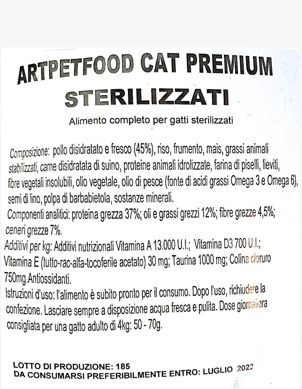 Alimento completo per gatti adulti sterilizzati con pollo | 3 KG - artpetfood