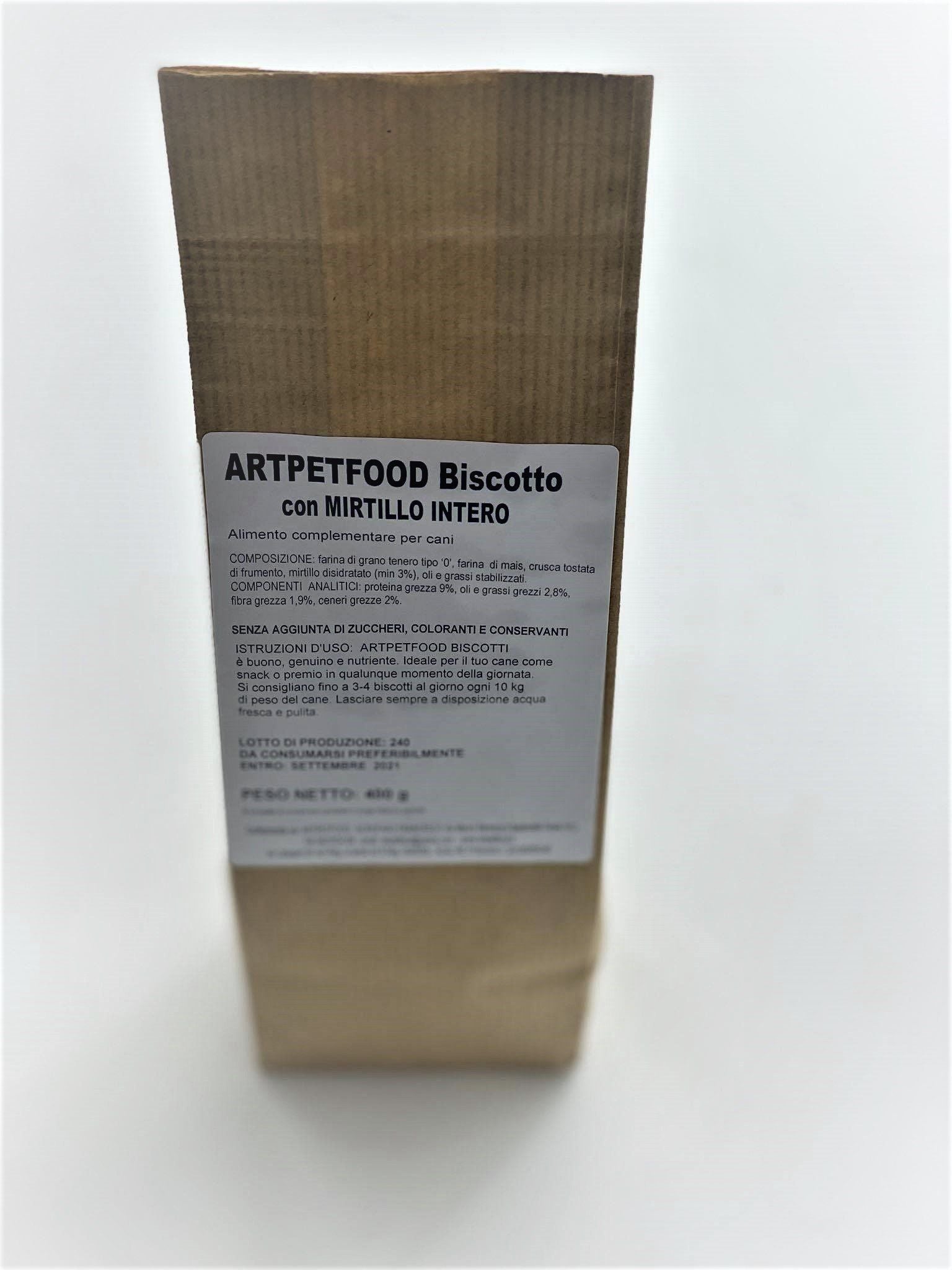 BISCOTTI ARTIGIANALI PER CANI CON MIRTILLO INTERO - artpetfood