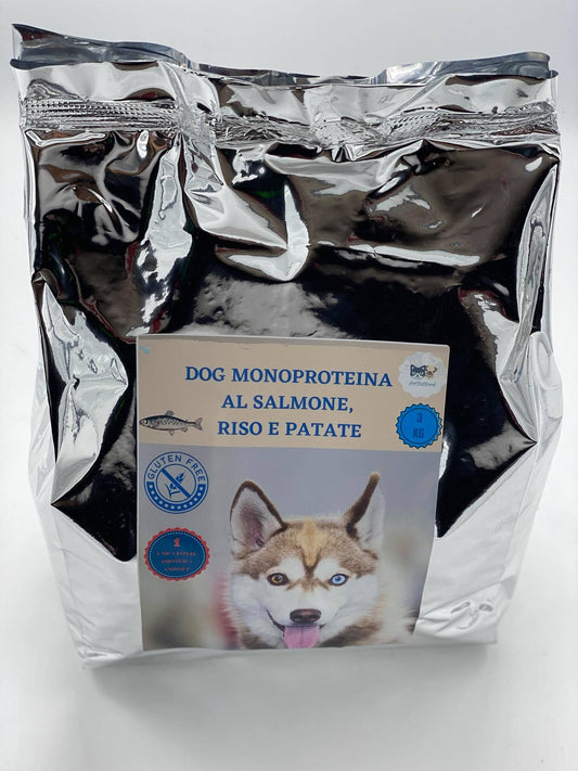 ALIMENTO PER CANI ADULTI MONOPROTEINA A BASE DI SALMONE RISO E PATATE - artpetfood