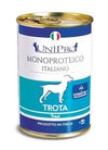 ALIMENTO UMIDO PER CANI UNICAMENTE TROTA SENZA CEREALI 6 PEZZI X 400 GR - artpetfood
