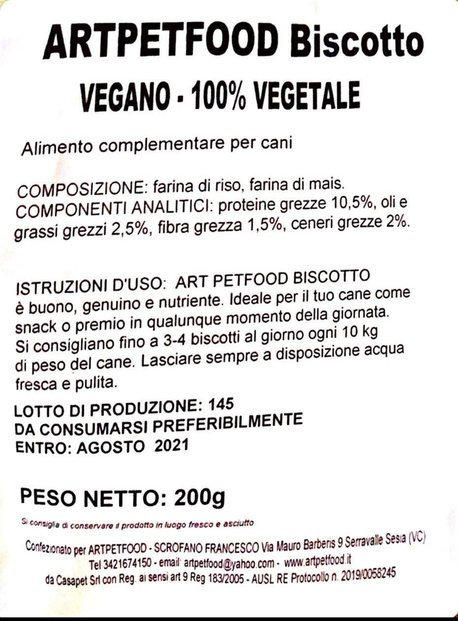 Biscotti Vegani artigianali  cotti al forno per cani di tutte le razze - artpetfood